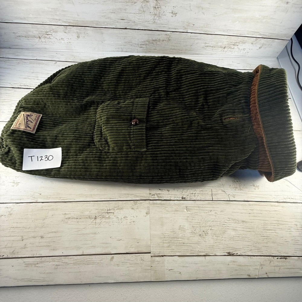 Woolrich Pet Hunter Green Corduroy Dog Coat Jacket Quilted Lining Size Large
